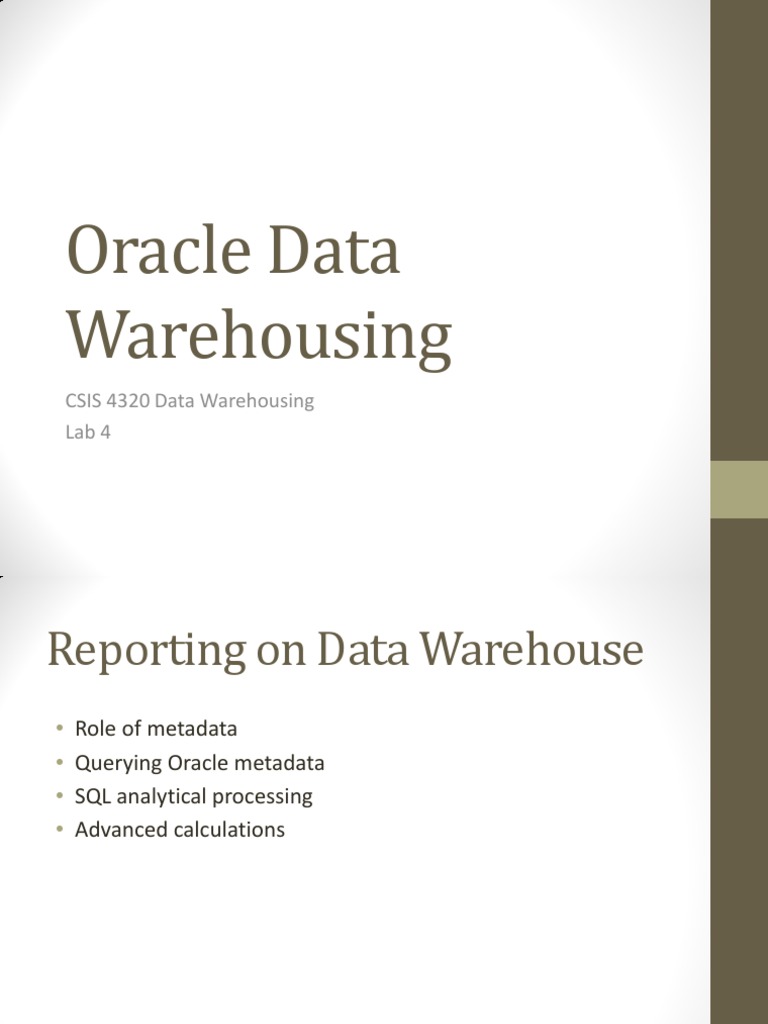 APEX DW Lab4 | PDF | Oracle Database | Metadata
