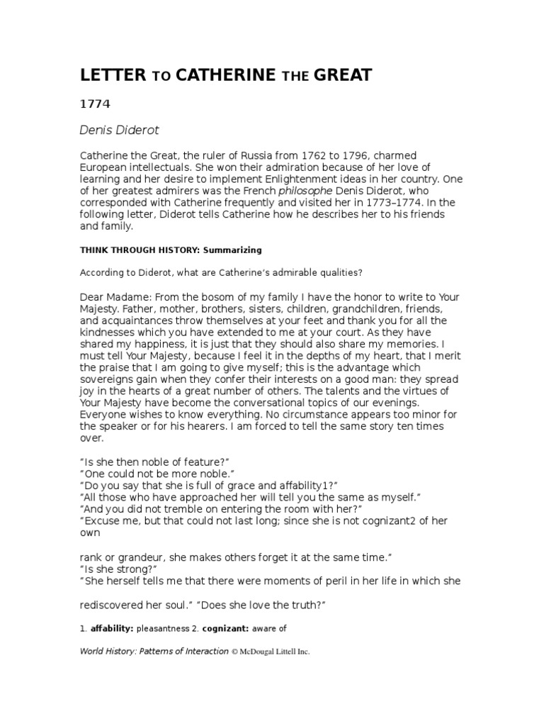 Catherine The Great Letters