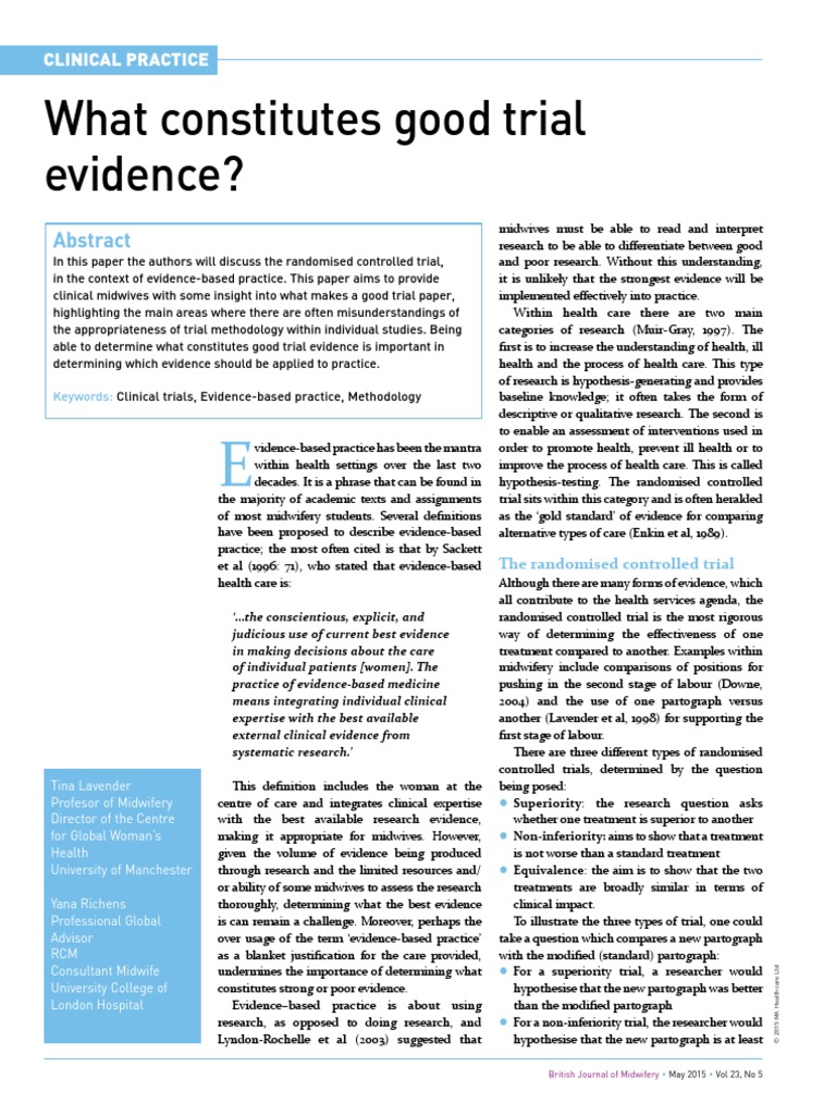 What Constitutes Good Trial Evidence? | PDF | Evidence Based Medicine ...