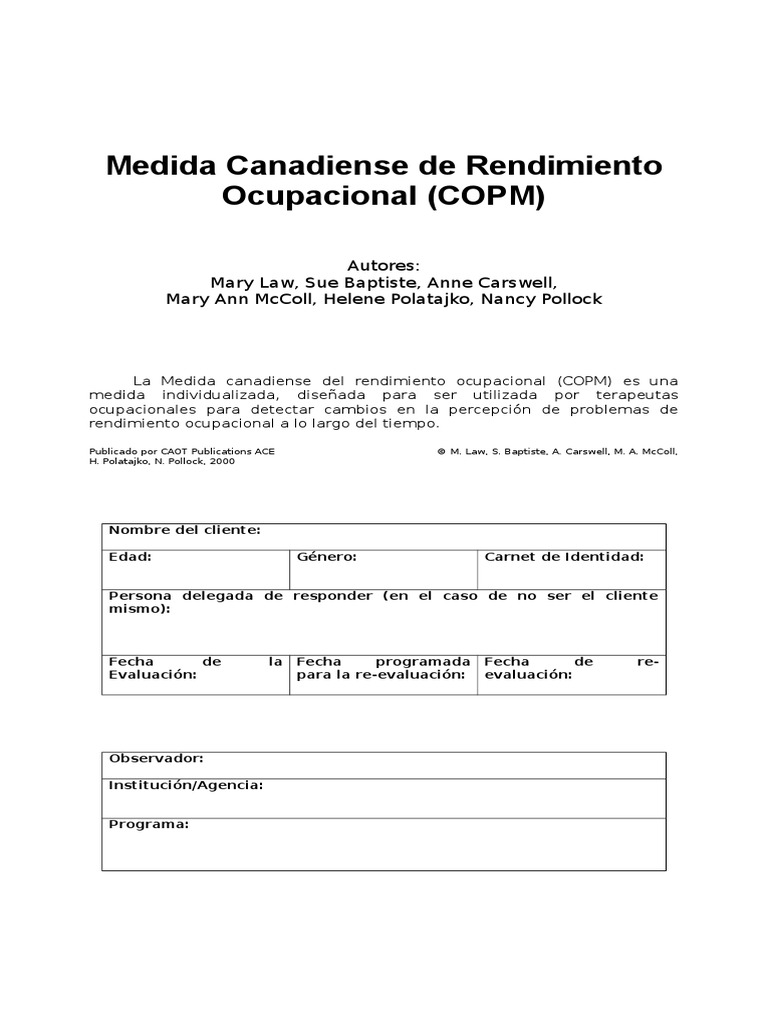 Evaluación COPM | PDF | Sicología | Business