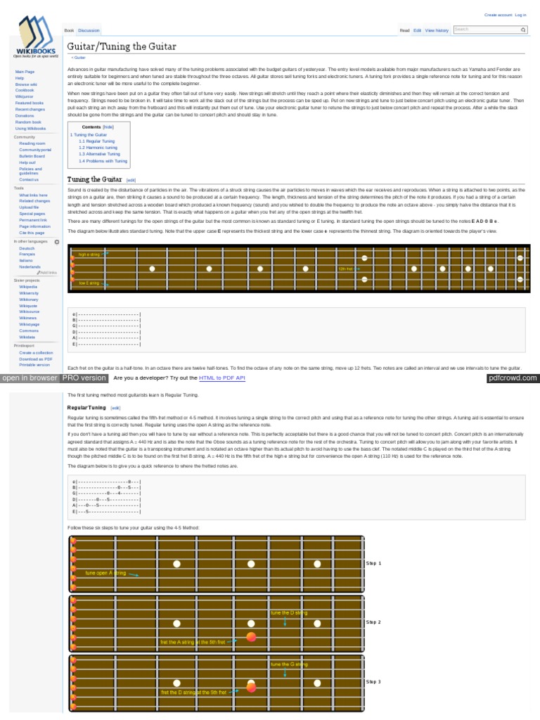 Tuning The Guitar | Download Free PDF | Harmonic | Guitars