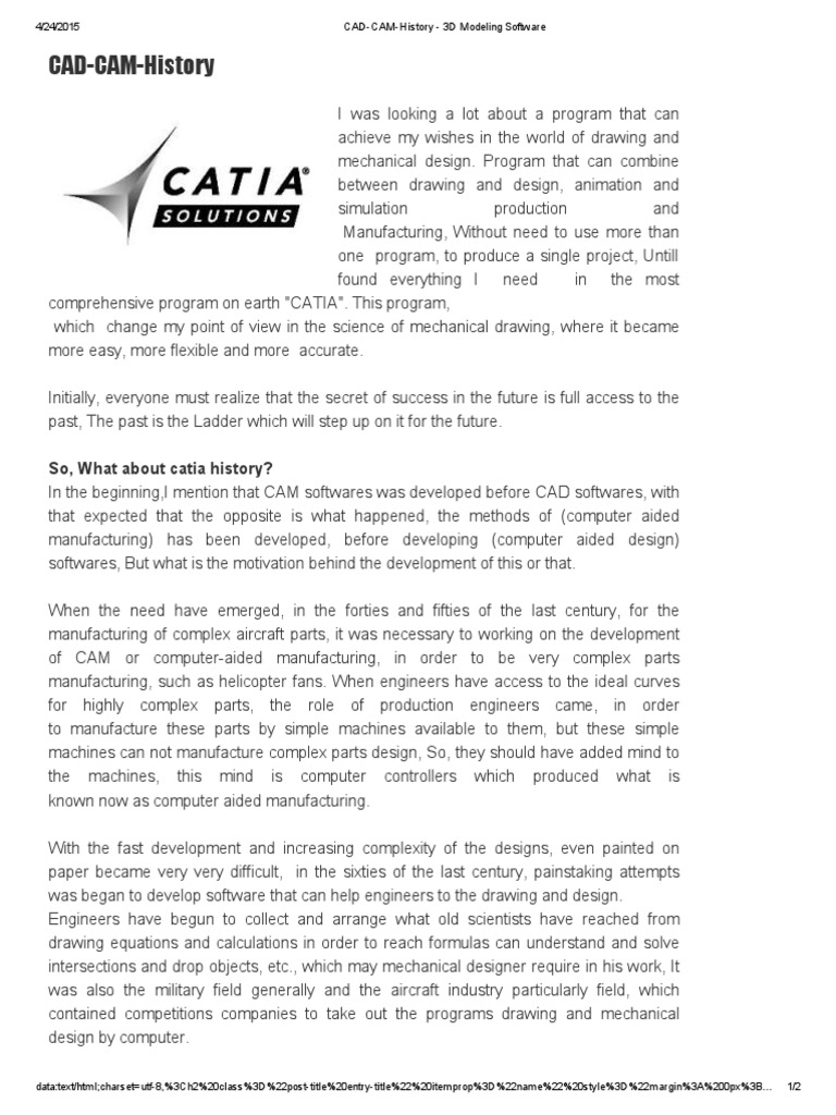CATIA: History & Achievements | PDF | Computer Aided Design | 3 D Modeling