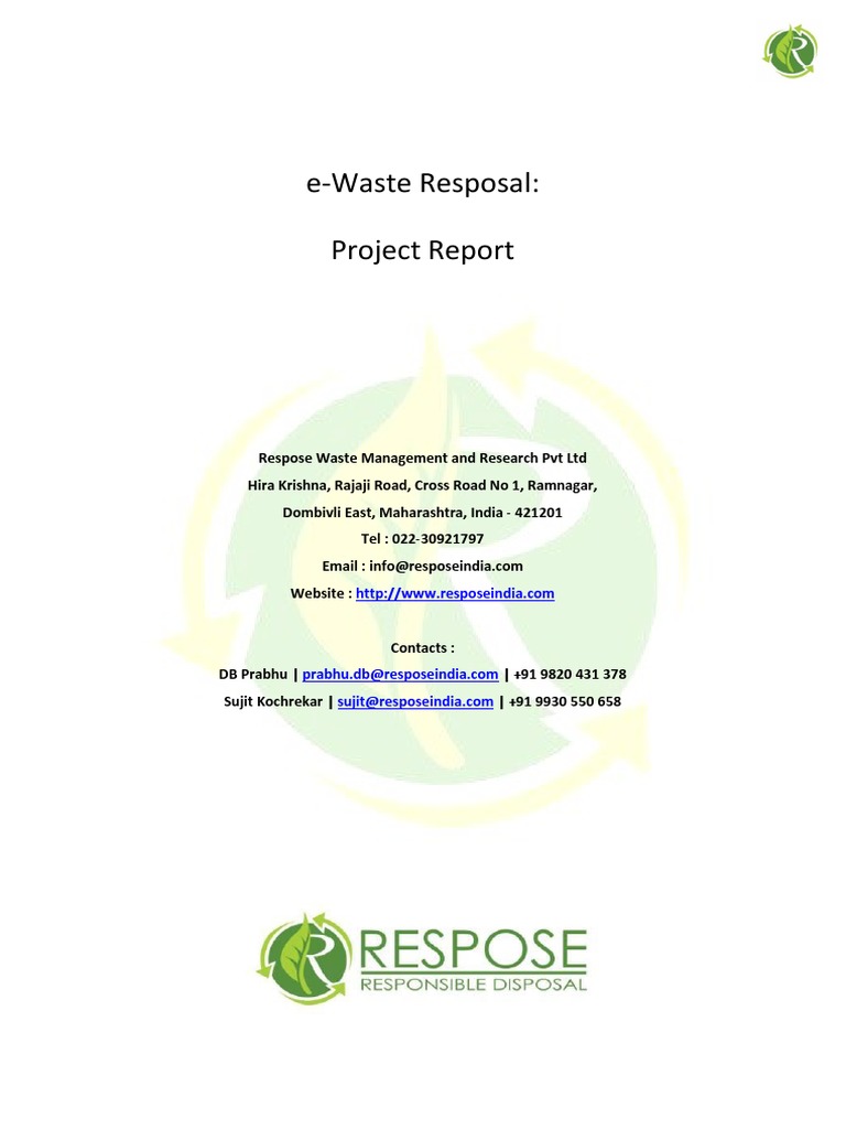 Fee Ee Waste Project Report | PDF | Electronic Waste | Home Appliance
