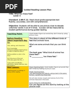 Guided Reading Lesson Plan