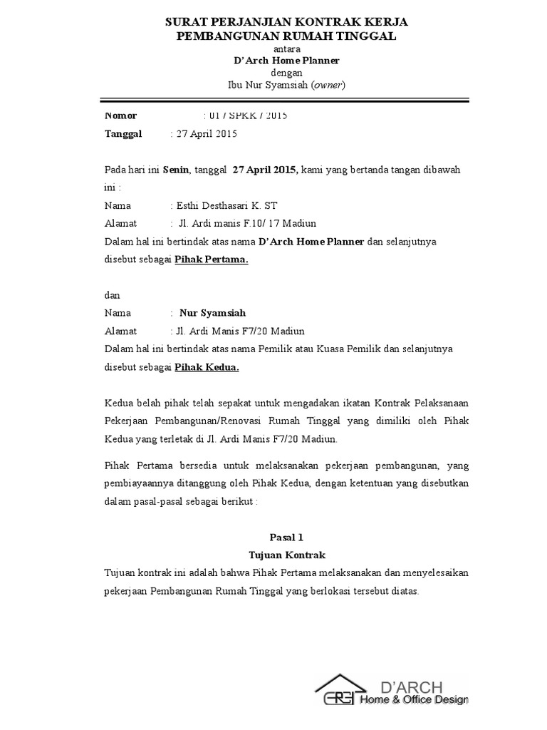 Surat Perjanjian Kontrak Kerja PDF