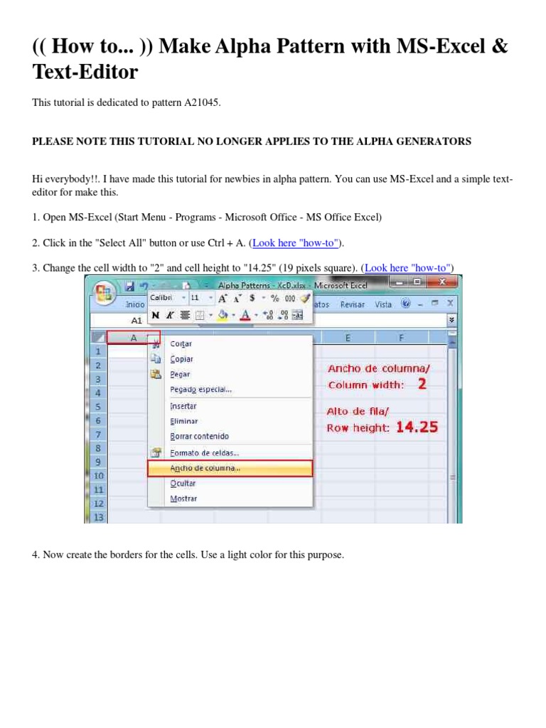 ( (How To... ) ) Make Alpha Pattern With MS-Excel & Text-Editor | PDF ...