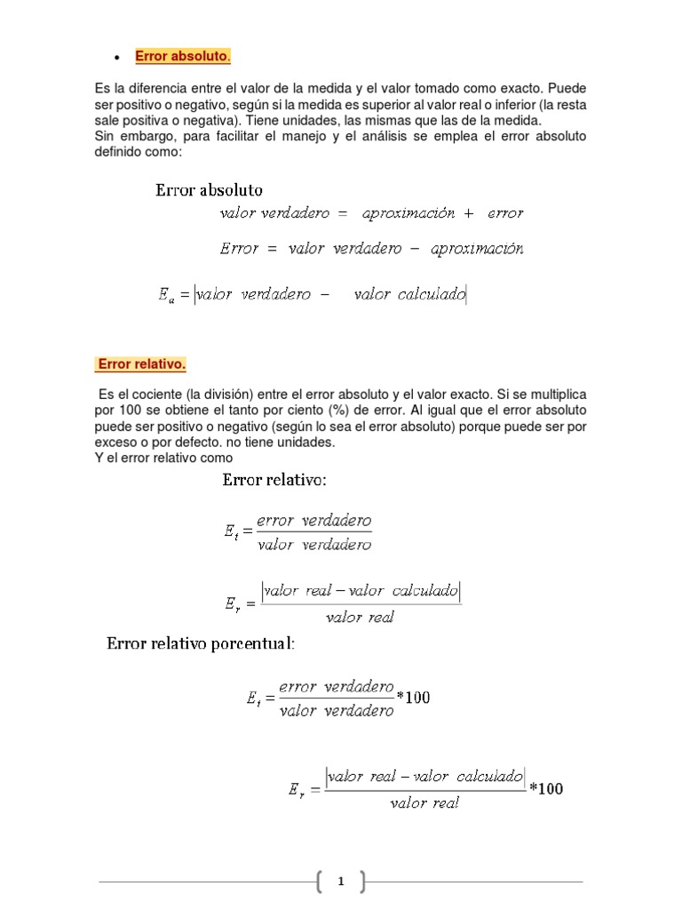 Tipos de Errores en Métodos Numéricos | PDF | Medición | Sustracción