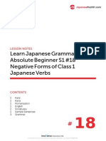 18. Absolute Beginner #18 - Negative Forms of Class 1 Japanese Verbs - Lesson Notes