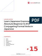 15. Absolute Beginner #15 - Conjugating Formal Verbs in Japanese - Lesson Notes