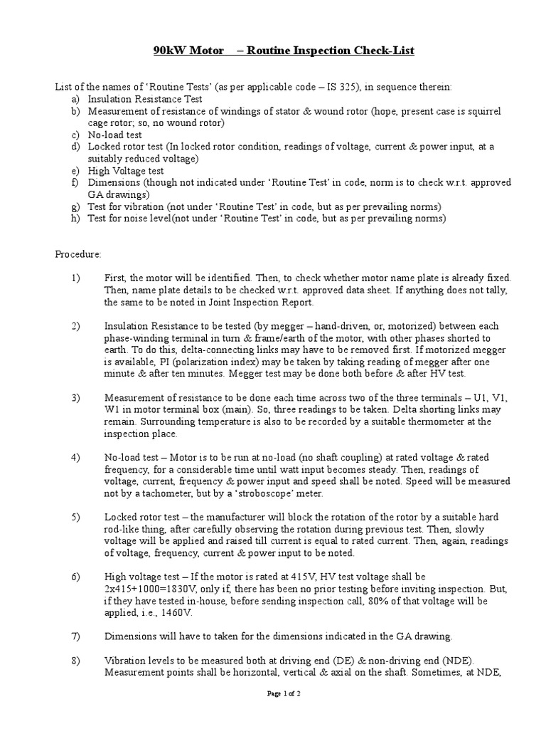 Motor Winding Resistance Inspection Guide | PDF | Physics ...