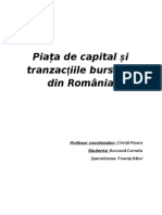 Piata de Capital Si Tranzactiile Bursiere Din Romania