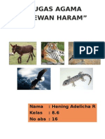 Tugas Agama "Hewan Haram": Nama: Hening Adelicha R Kelas: 8.6 No Abs: 16