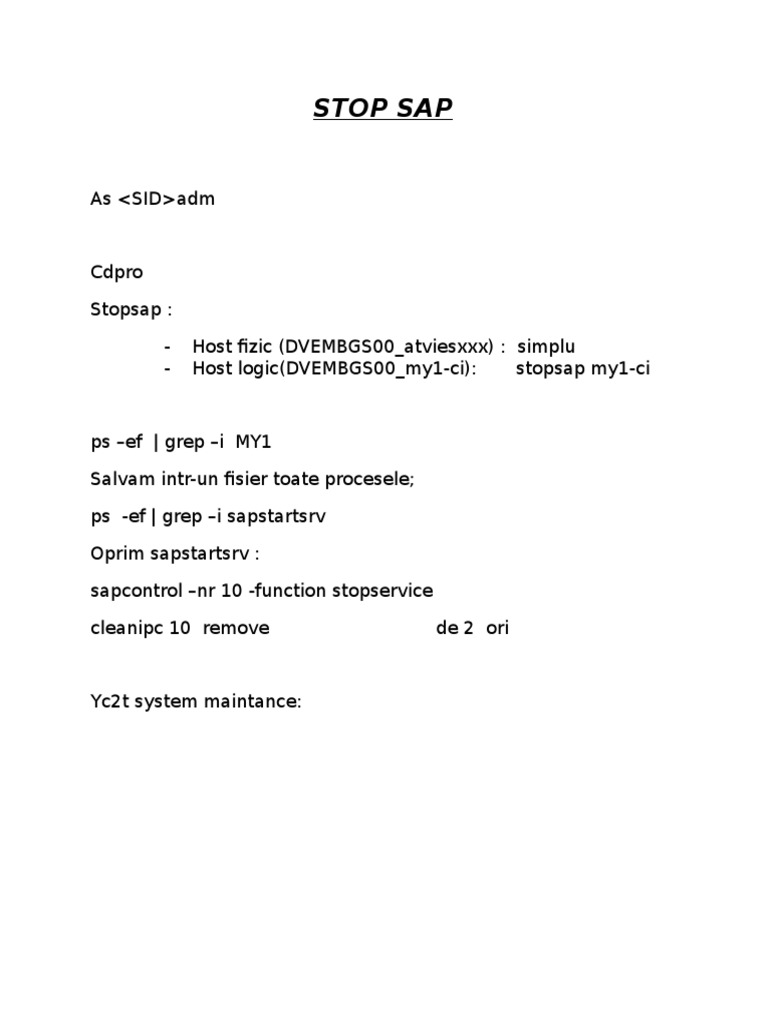 SAP System Shutdown Procedure | PDF | Teaching Methods & Materials ...