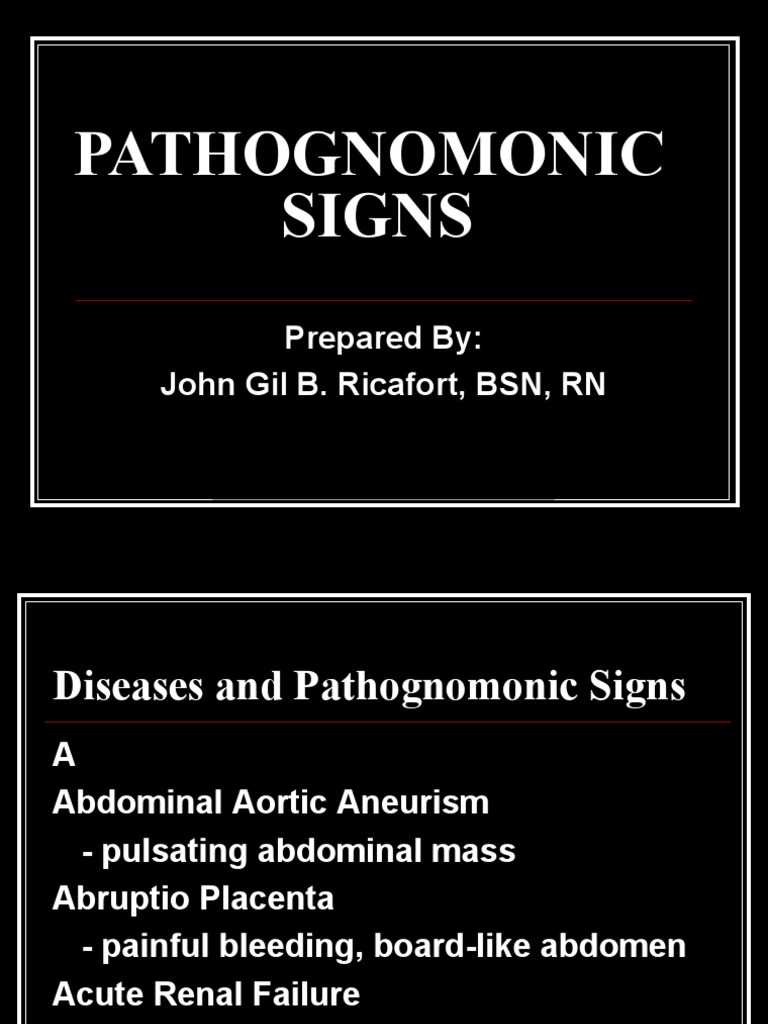 Pathognomonic Signs of Diseases | PDF | Medical Specialties | Clinical ...