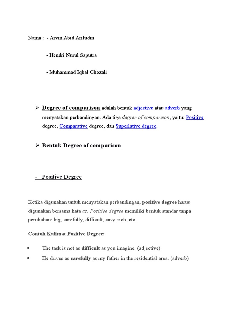 Degree Of Comparison