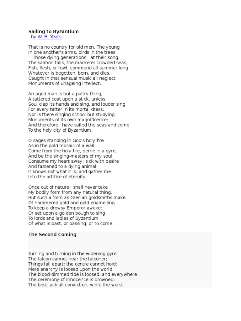 W. B. Yeats Sailing To Byzantium PDF