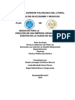 PLAN DE NEGOCIOS PARA LA CREACION DE UNA EMPRESAS ORGANIZADORA DE EVENTOS EN LA CIUDAD DE GUAYAQU.doc