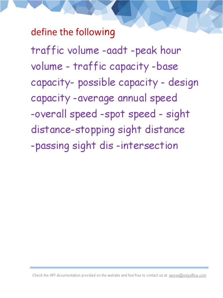 Traffic Volume and Capacity Definitions | PDF