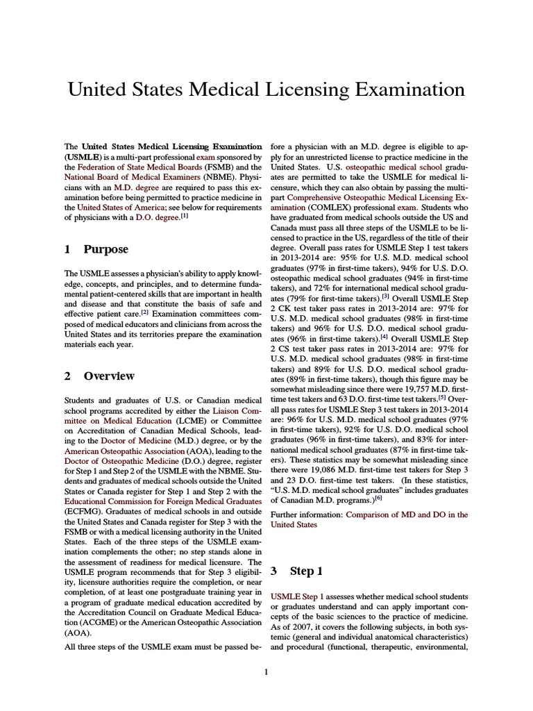 USMLE Overview and Requirements | PDF | United States Medical Licensing ...