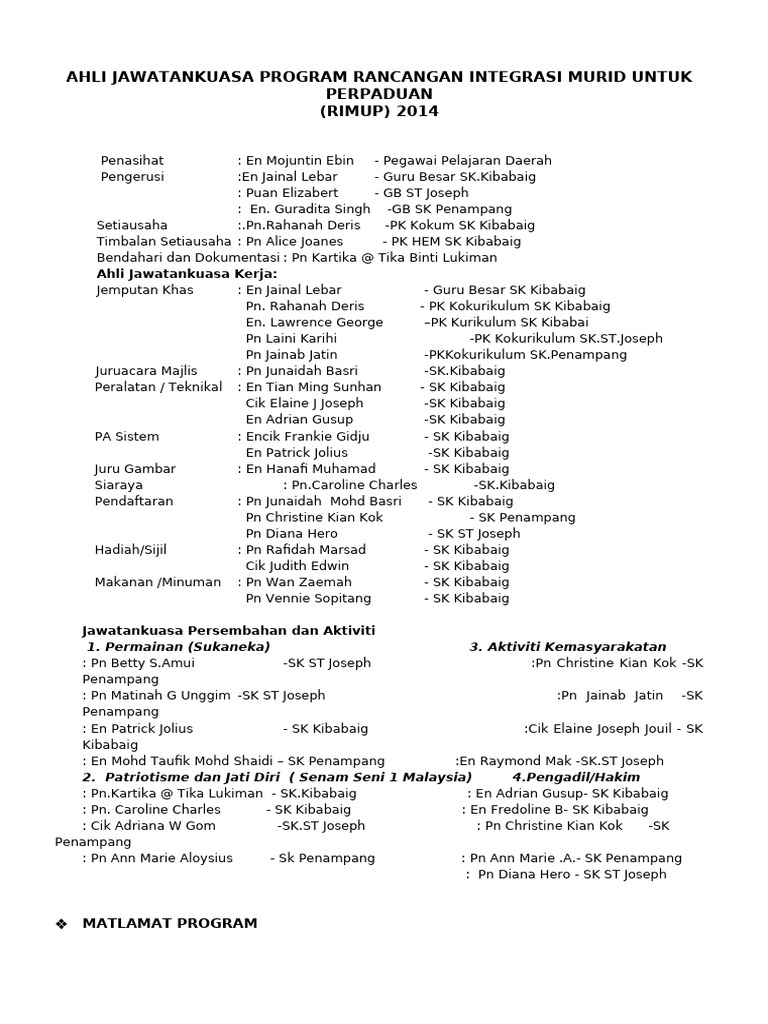 Aturcara Program Rimup | PDF | Kesehatan Holistik