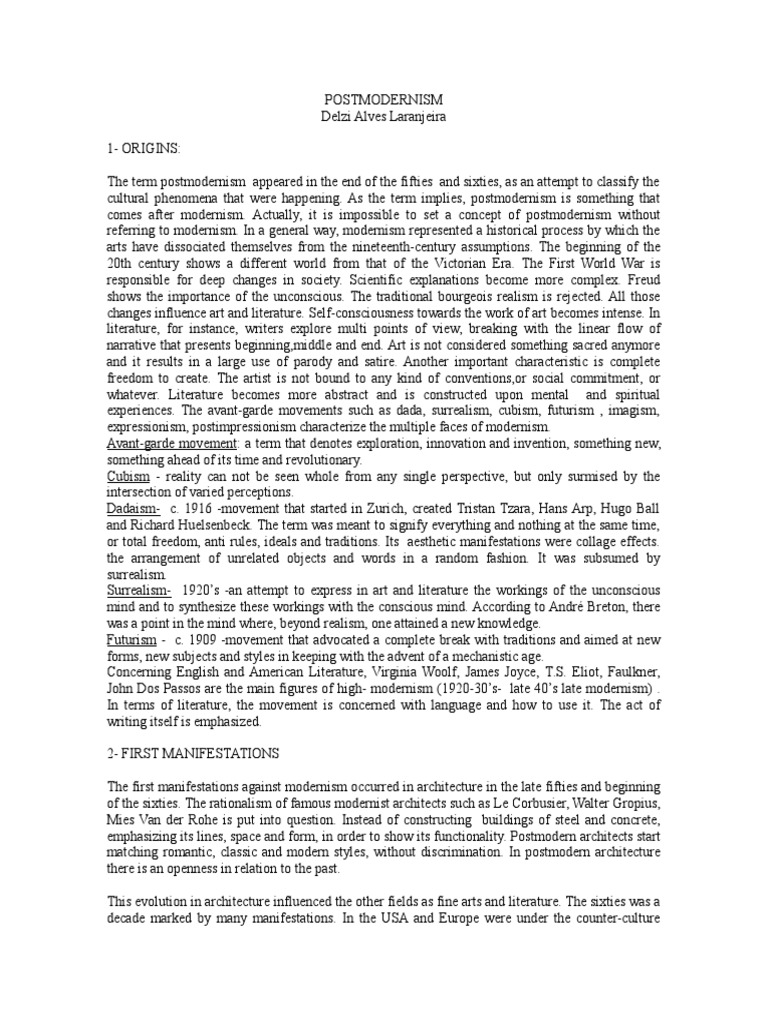 Postmodernism thesis statement image