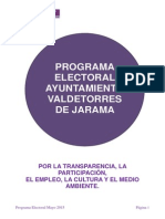 Programa Electoral Ayuntamiento Valdetorres de Jarama