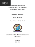 Internship Report On National Bank of Pakistan City Abbottabad (0591)