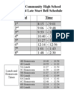 Normal Community High School 2013-2014 Late Start Bell Schedule Period Time