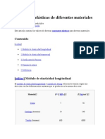 Constantes Elásticas de Diferentes Materiales