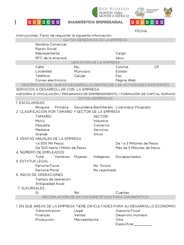 Formato de Diagnóstico Empresarial Producto (Negocio