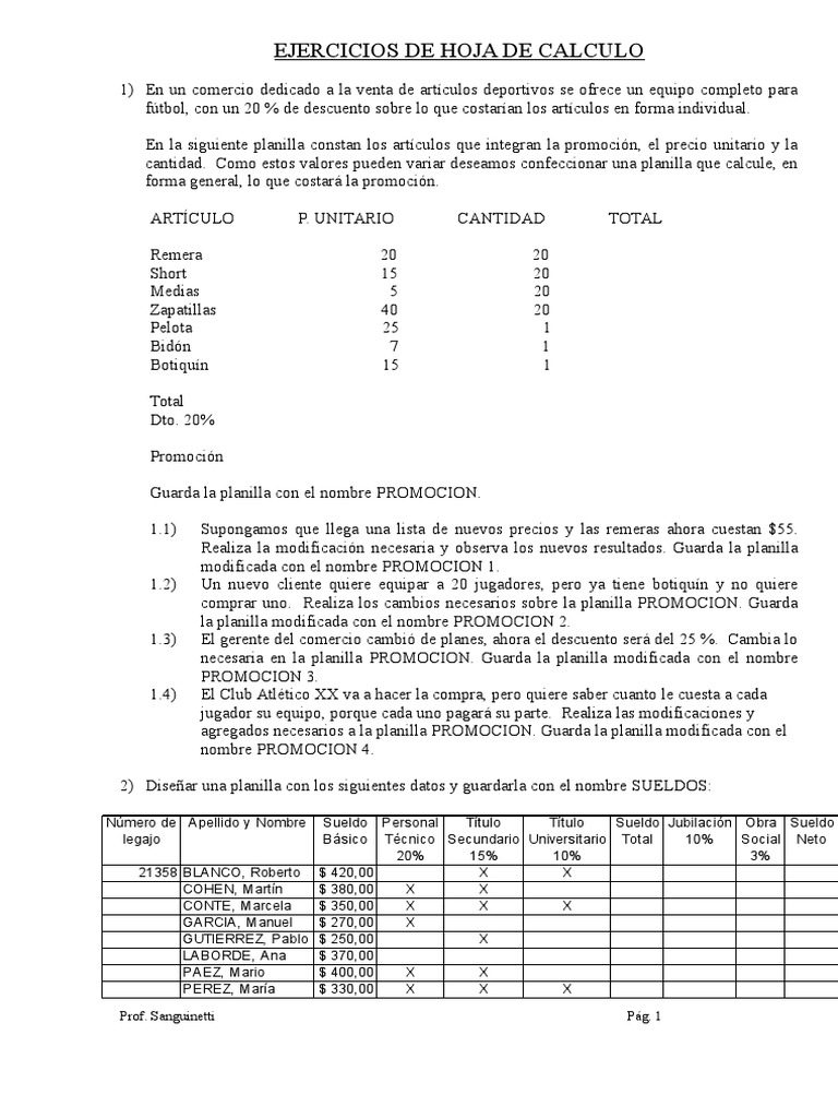 Ejercicios De Hoja De Calculo Euro Hoja De Calculo