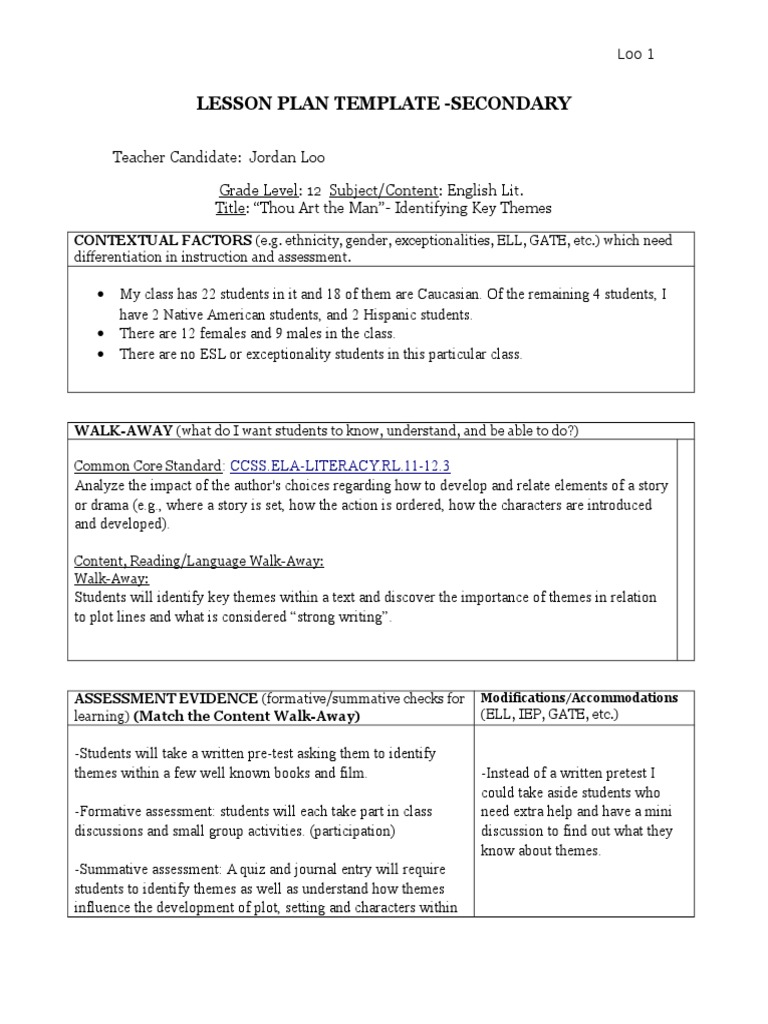 Lesson Plan 1 Final | PDF | Educational Assessment | Lesson Plan