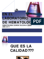 Calidad en El Laboratorio de Hematologia