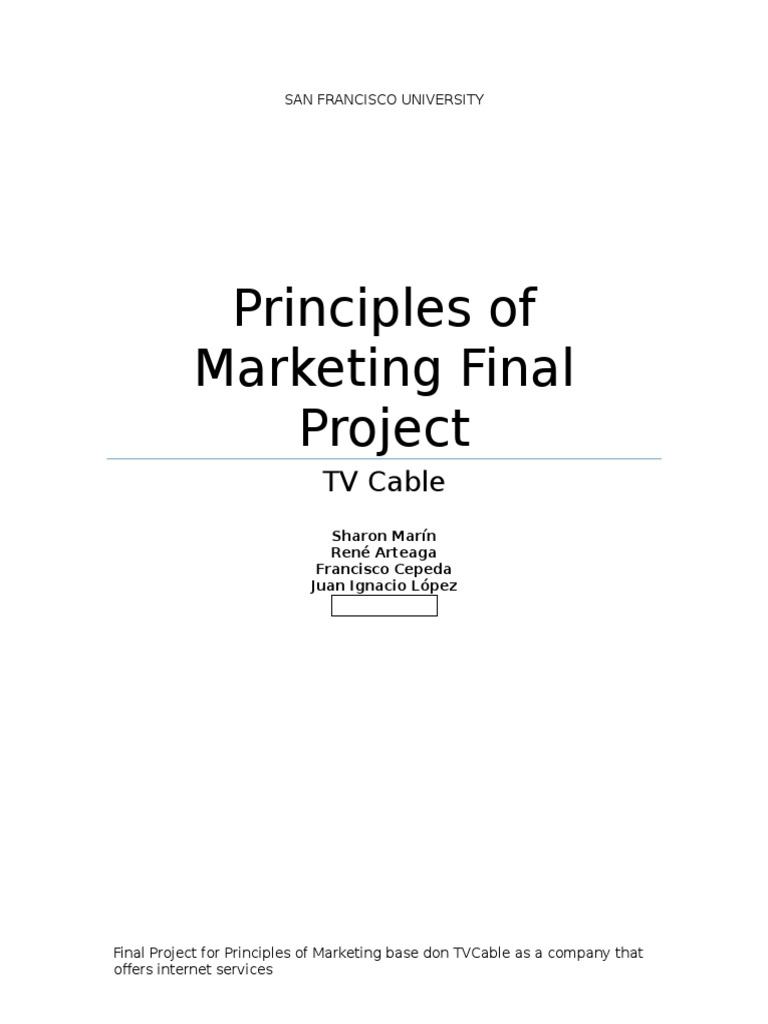 Principles Of Marketing Final Project Tv Cable Pdf Sales Brand