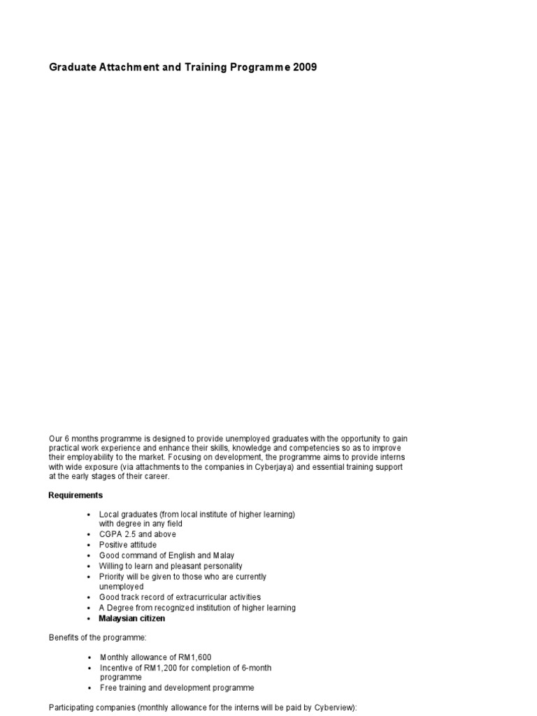 Graduate Internship Program 2009 | PDF | Career & Growth