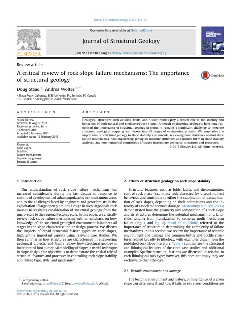 A Critical Review of Rock Slope Failure Mechanisms The Importance PDF ...
