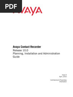 Avaya Contact Recorder Planning Installation And Administration