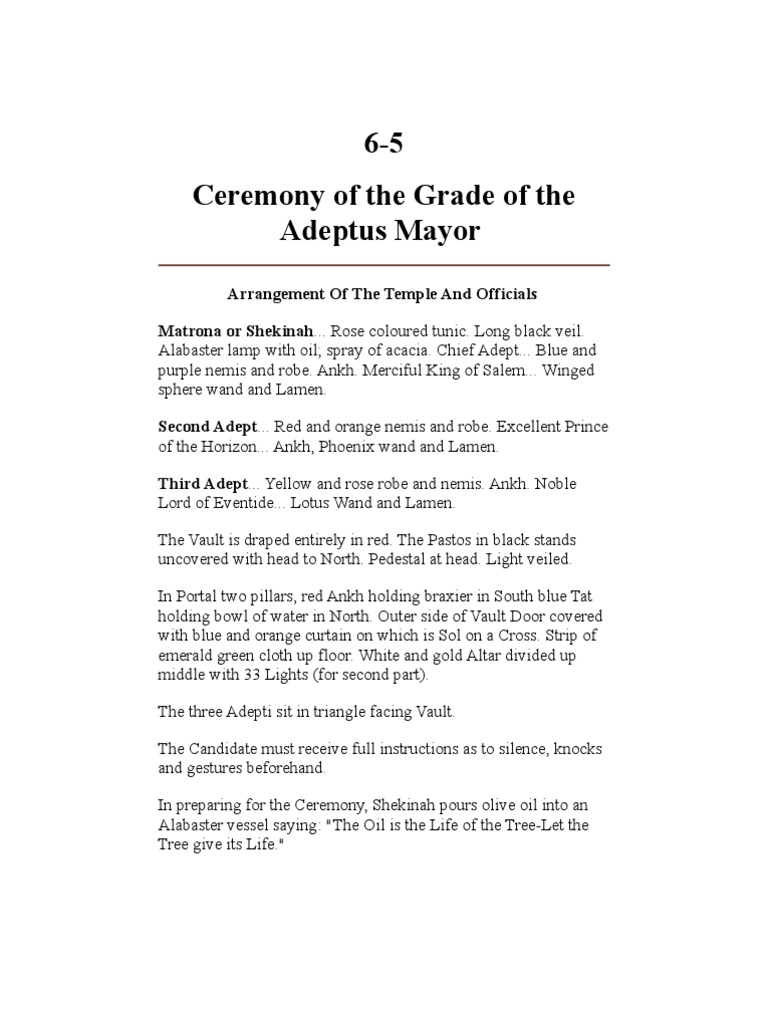 Ceremony of the Adeptus Major | PDF | Thou | Sacrifice