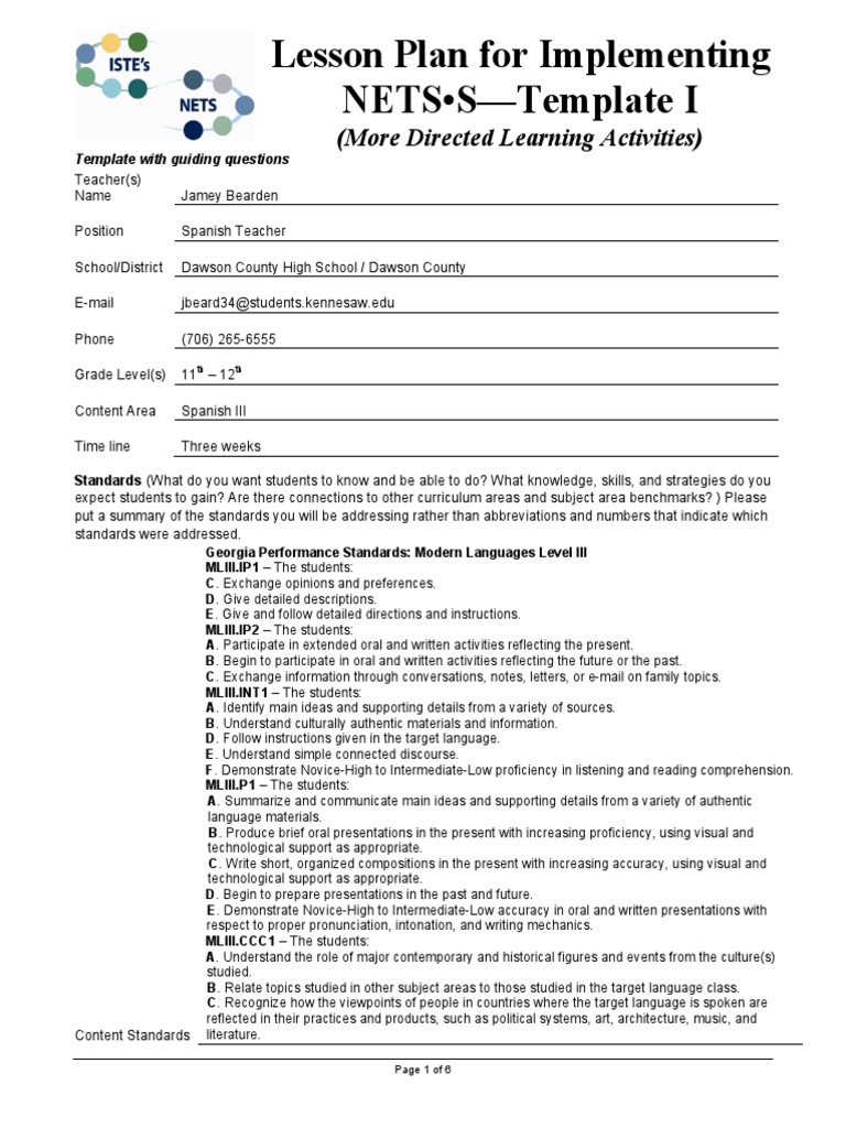 Spanish Art Movements Lesson Plan | PDF | Classroom Management ...
