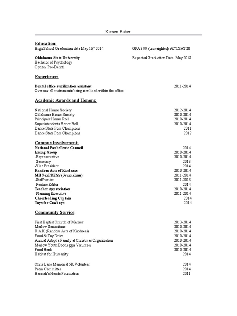 Osu Resume | PDF | Sports & Recreation | Cooking, Food & Wine