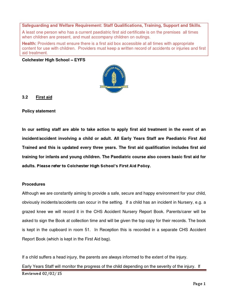 First Aid Book PDF First Aid Preschool