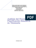 Analisis Del Proceso de La Planificacion Educativa en Vzla