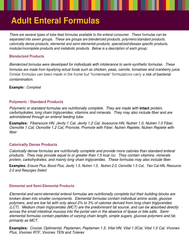 Adult Enteral Formulas | Download Free PDF | Dietary Fiber | Diet ...
