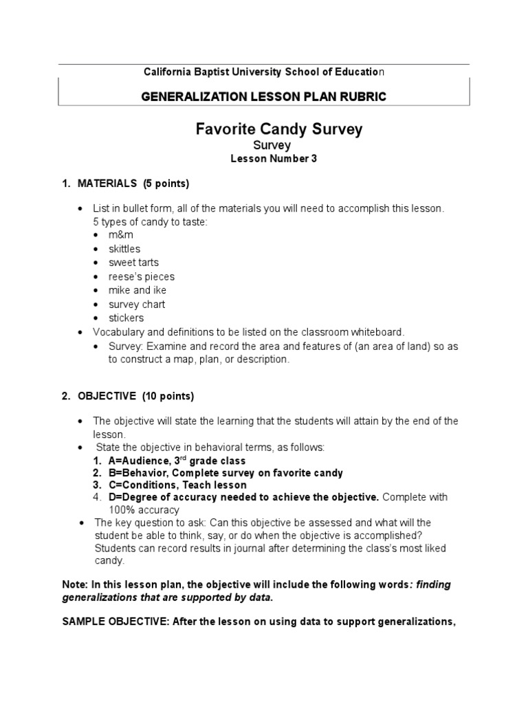 Generalization Lesson Plan Edu505 Lesson Plan Reading Comprehension