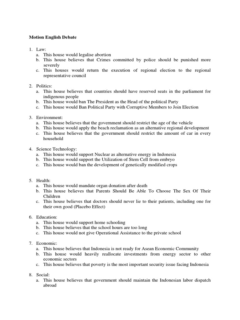 Motion Debate Indonesia Politics