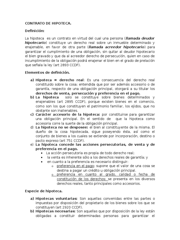 Contrato de Hipoteca Hipoteca Comercial Propiedad