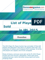 List of Sold Players in IPL 2015