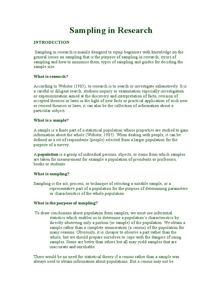 Sampling in Research | PDF | Sampling (Statistics) | Survey Methodology