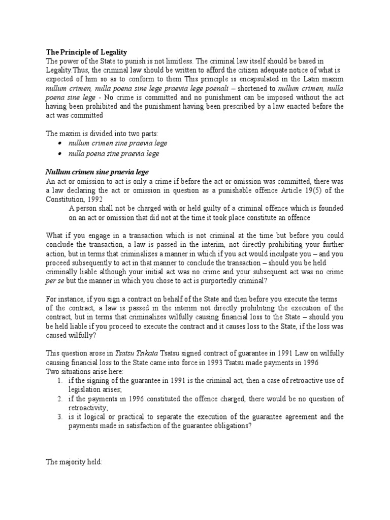 The Principle of Legality | PDF | Double Jeopardy | Crime & Violence