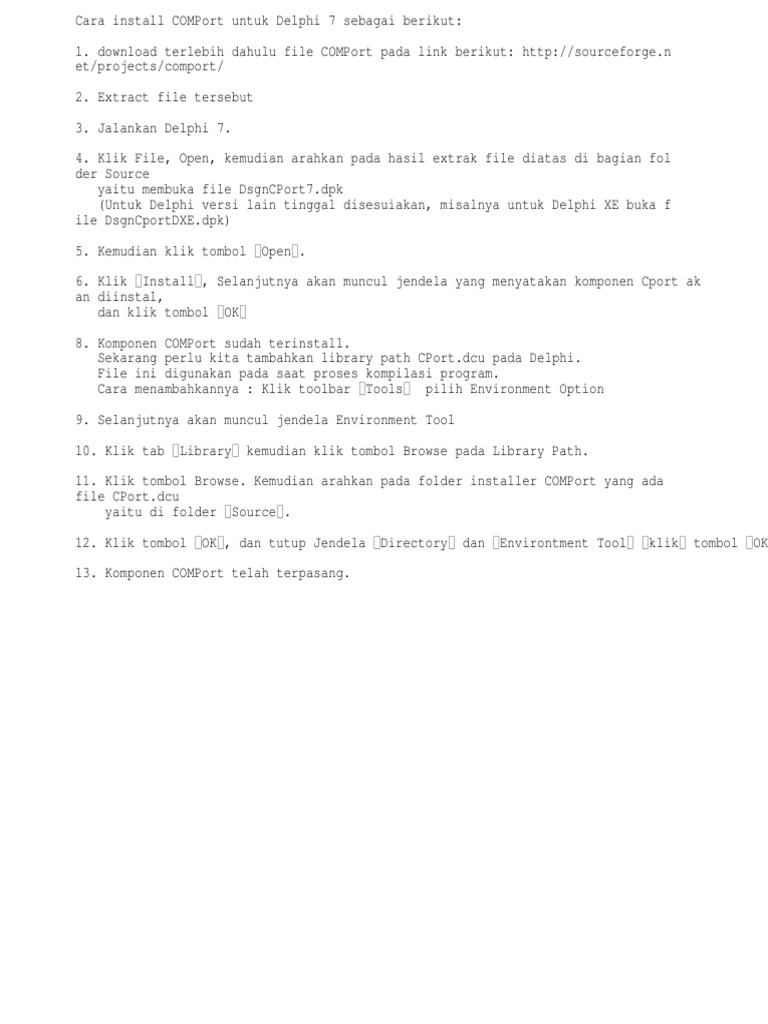 Install Comport Delphi | PDF